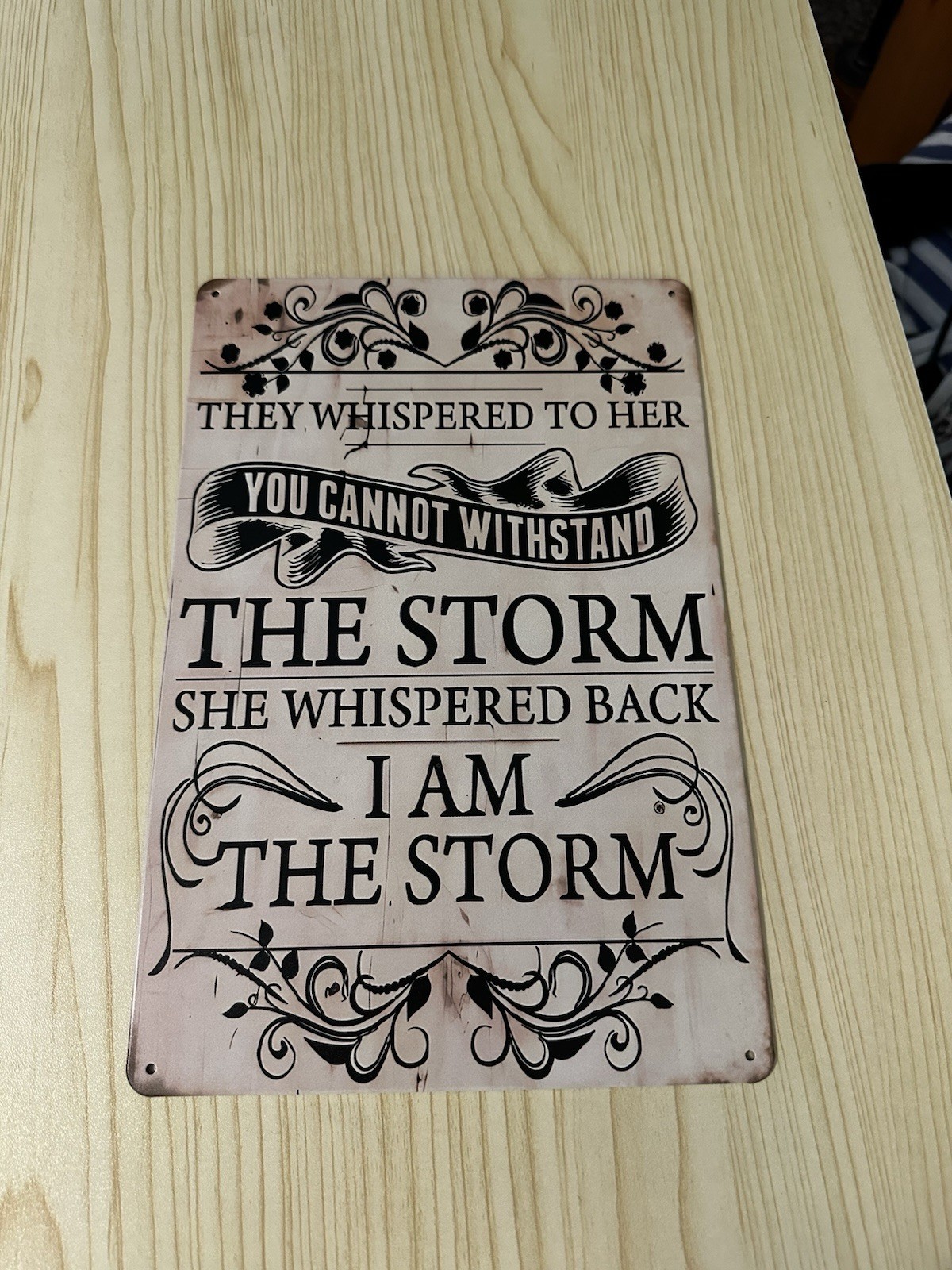 Vintage Metal Wall Sign Inspirational Quote Floral Rectangular Vertical Hanging