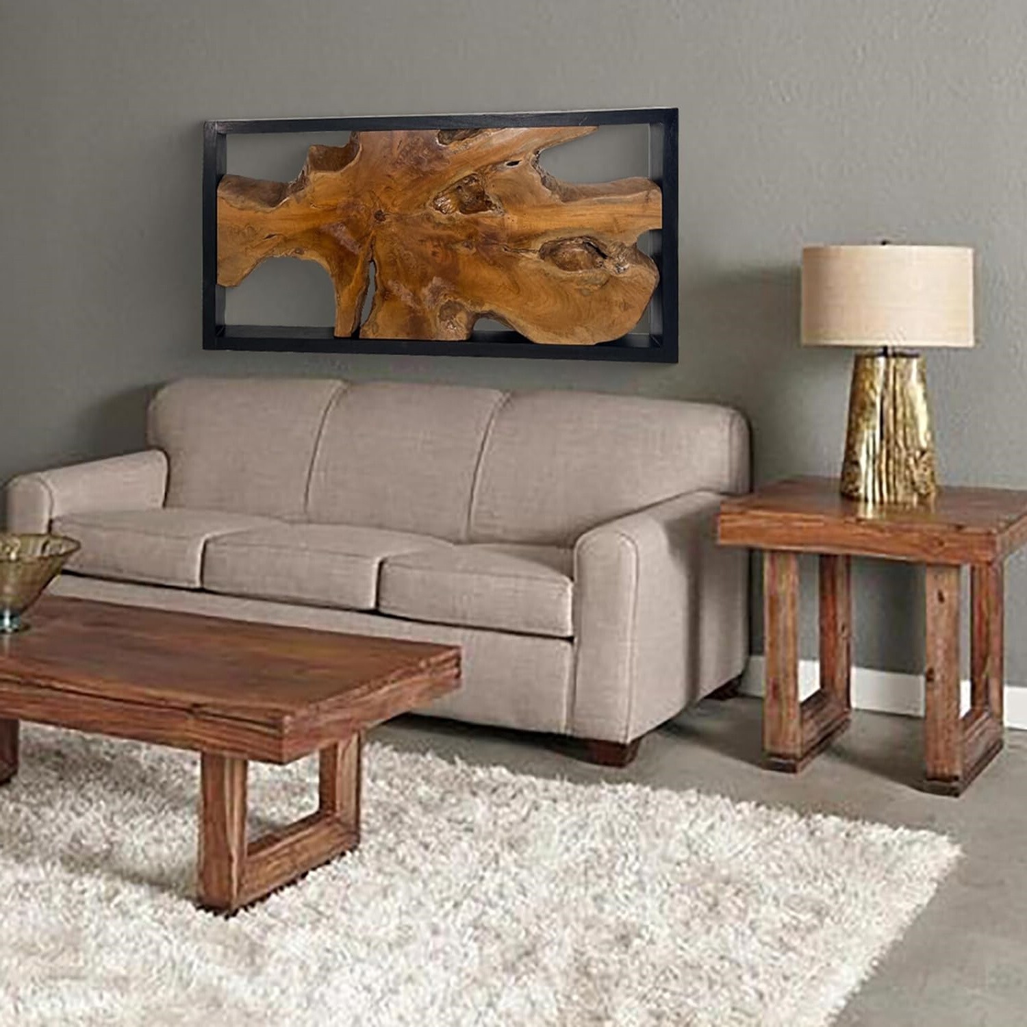 Rustic Teak Wood Wall Decor 17”x 31.5” Farmhouse Live Edge Wall Art Decoration