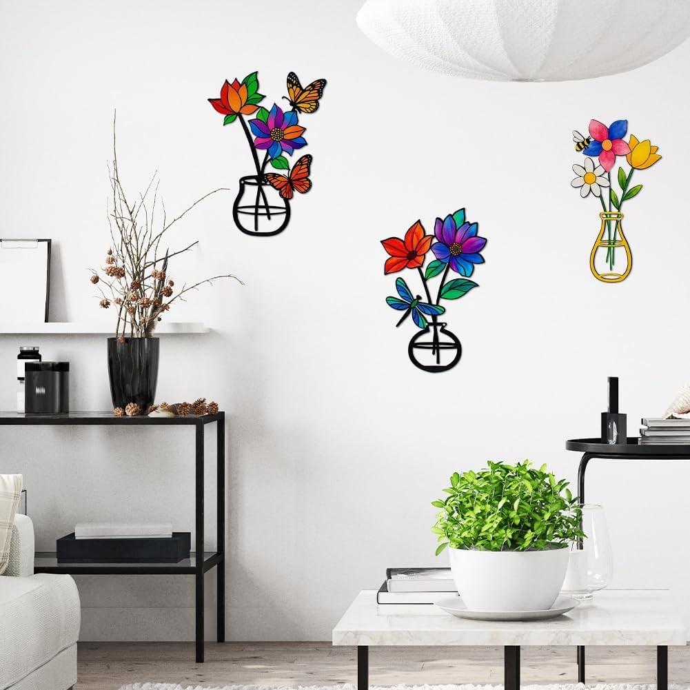 Metal Flowers Wall Art Rustic Farmhouse Decor For Bathroom Dining Living Room