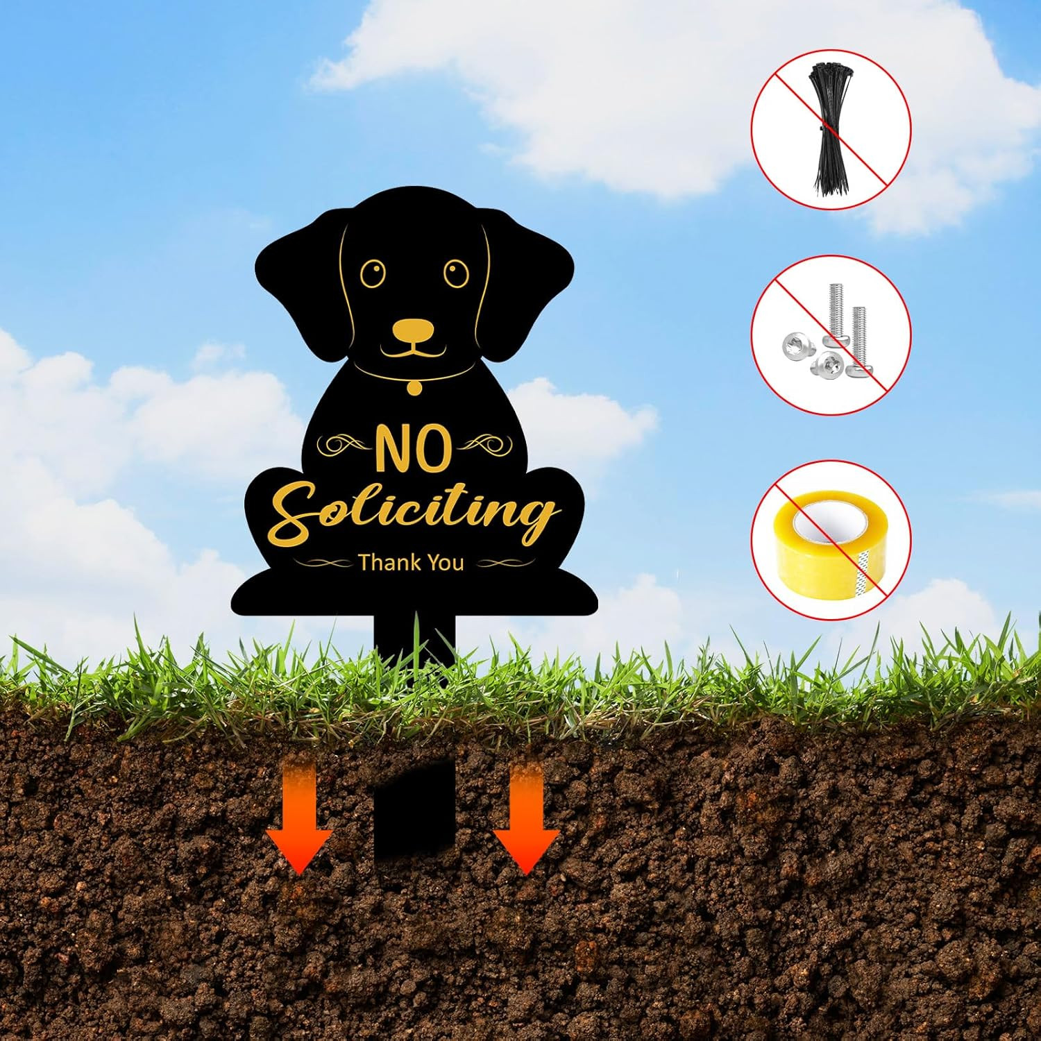 No Soliciting Sign for House Metal No Soliciting Yard Sign with Stake Outdoor Ya