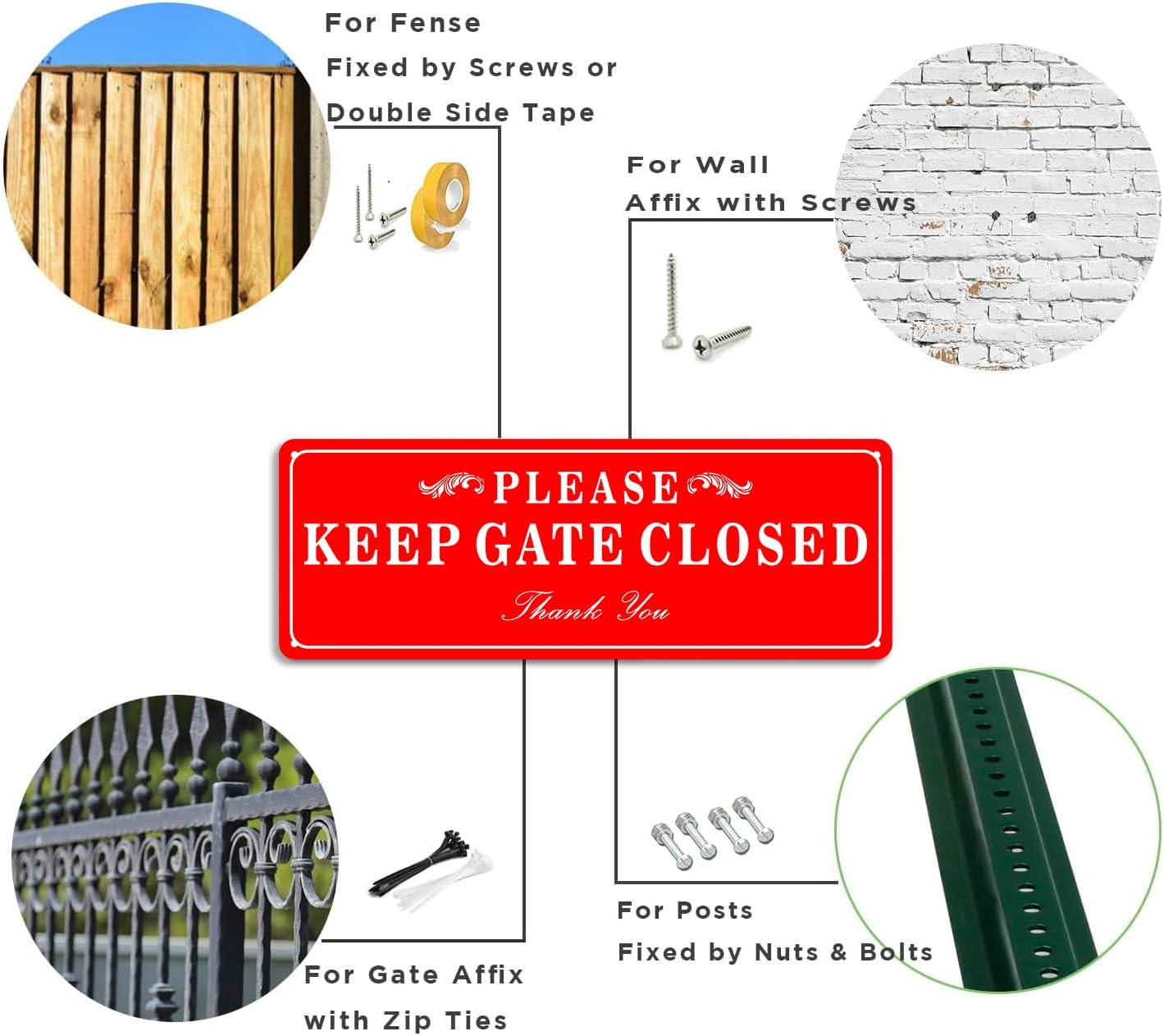 2 Pack Please Keep the Gate Closed Matal Sign – Brushed Aluminium Durable Ink –