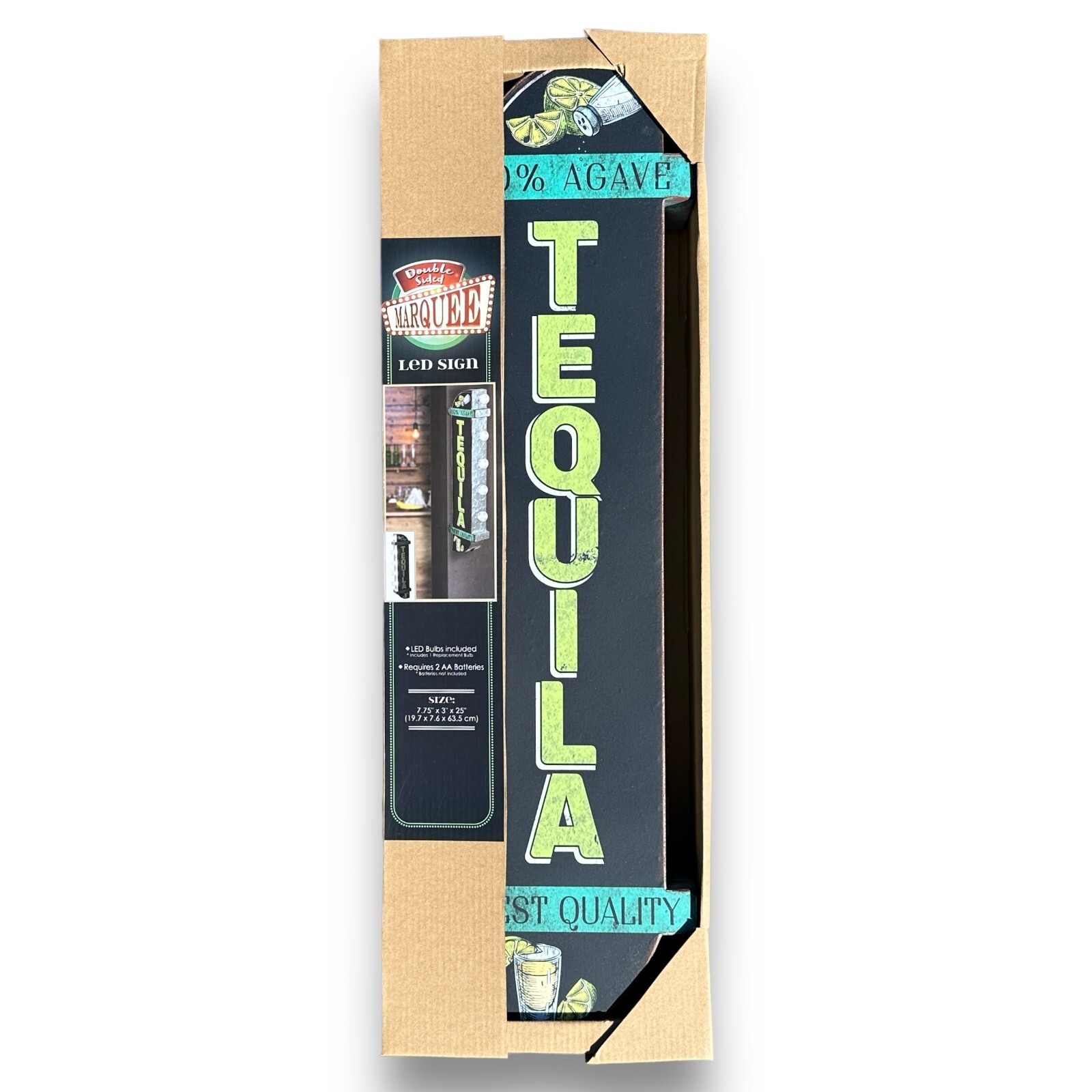 Tequila LED Sign 25″ Double Sided Marquee Vintage Retro Off The Wall Design
