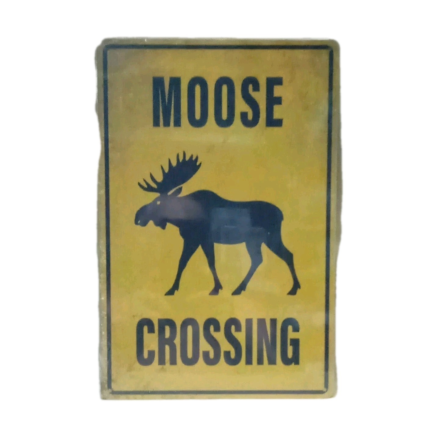 Moose Crossing Metal Sign Yellow/Black Rectangle Vertical 8″X12″ Decorative