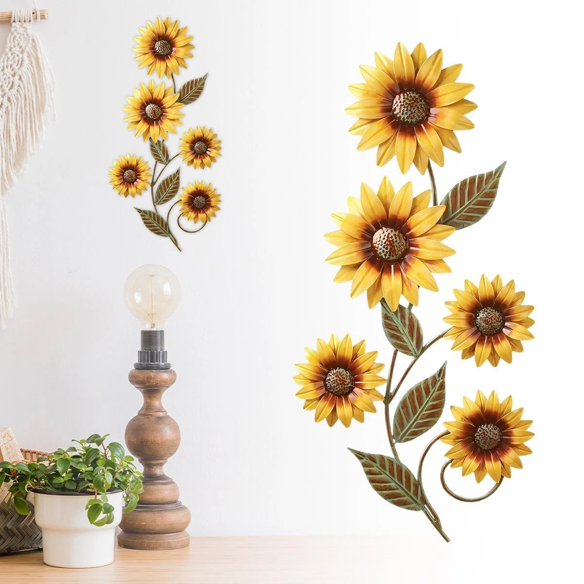 Metal Sunflower Wall Decorations Garden Wall Art Outdoor Indoors Floral Decor TL