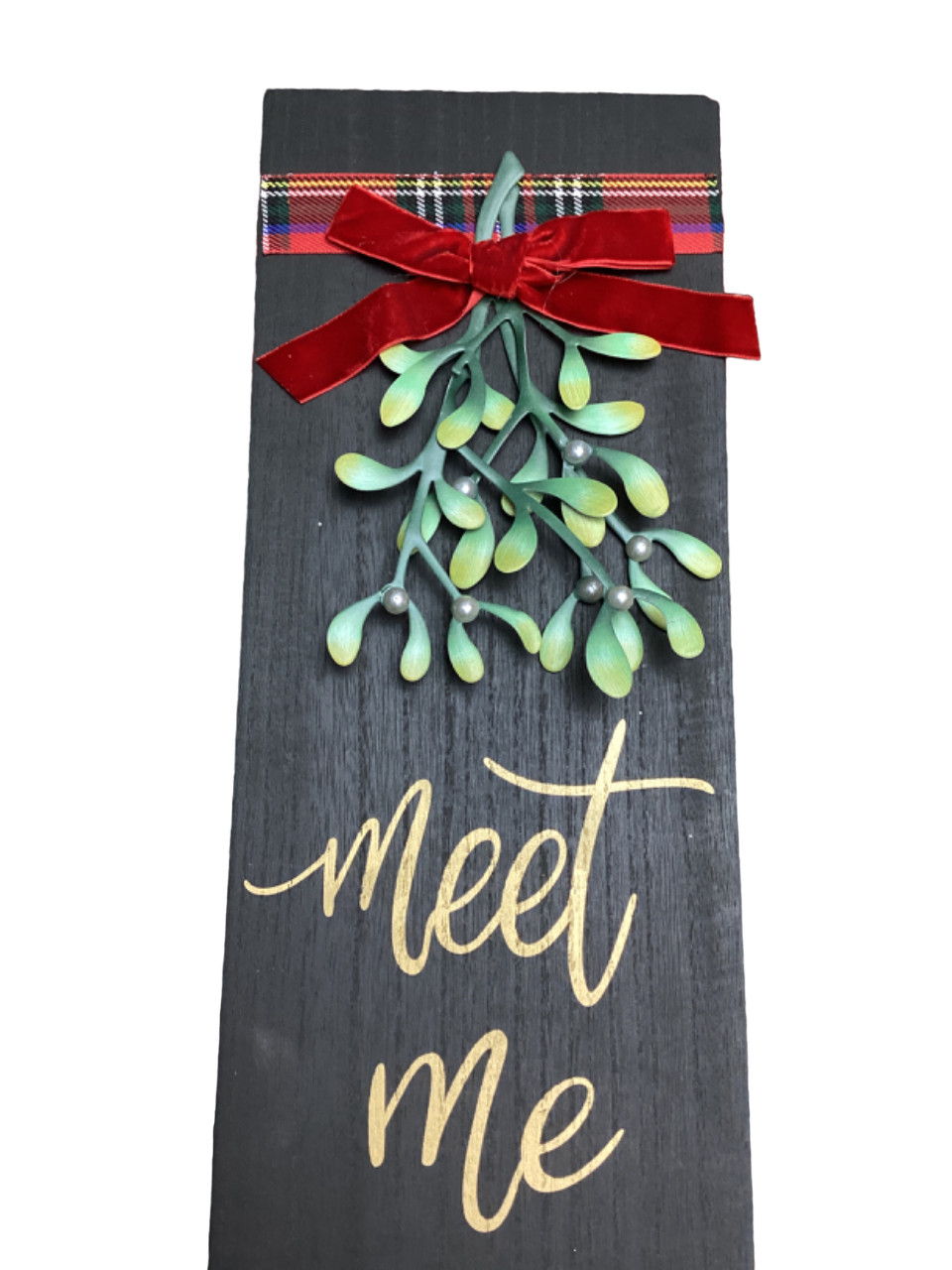 Ashland Christmas Wood Decor Sign Meet Me Under The Mistletoe Hanging 24”x6” New