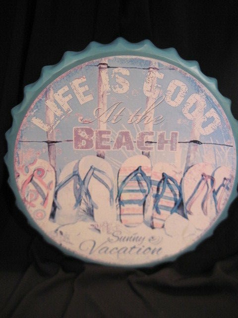 Life is Good at the Beach Bottle Cap Wall Sign