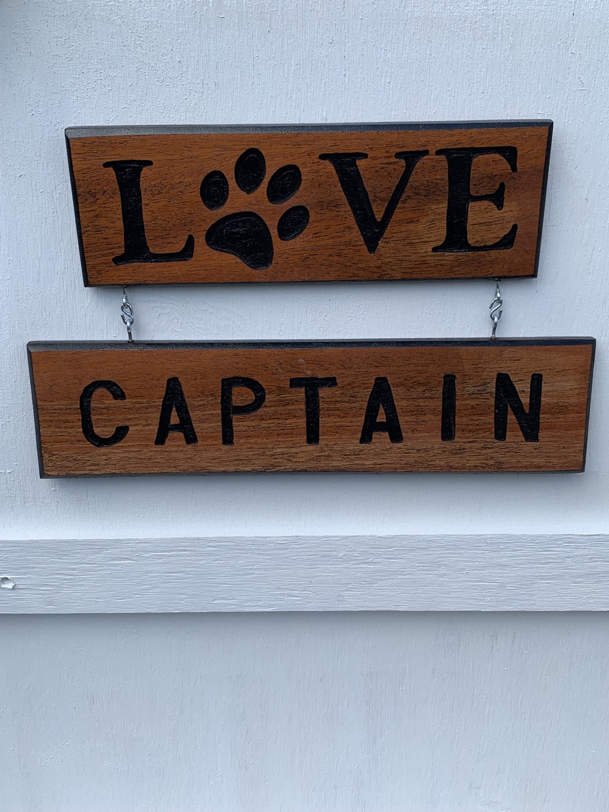 Personalized Dog Paw Love Sign, Exotic Mahogany Rustic Pet Decor, handmade