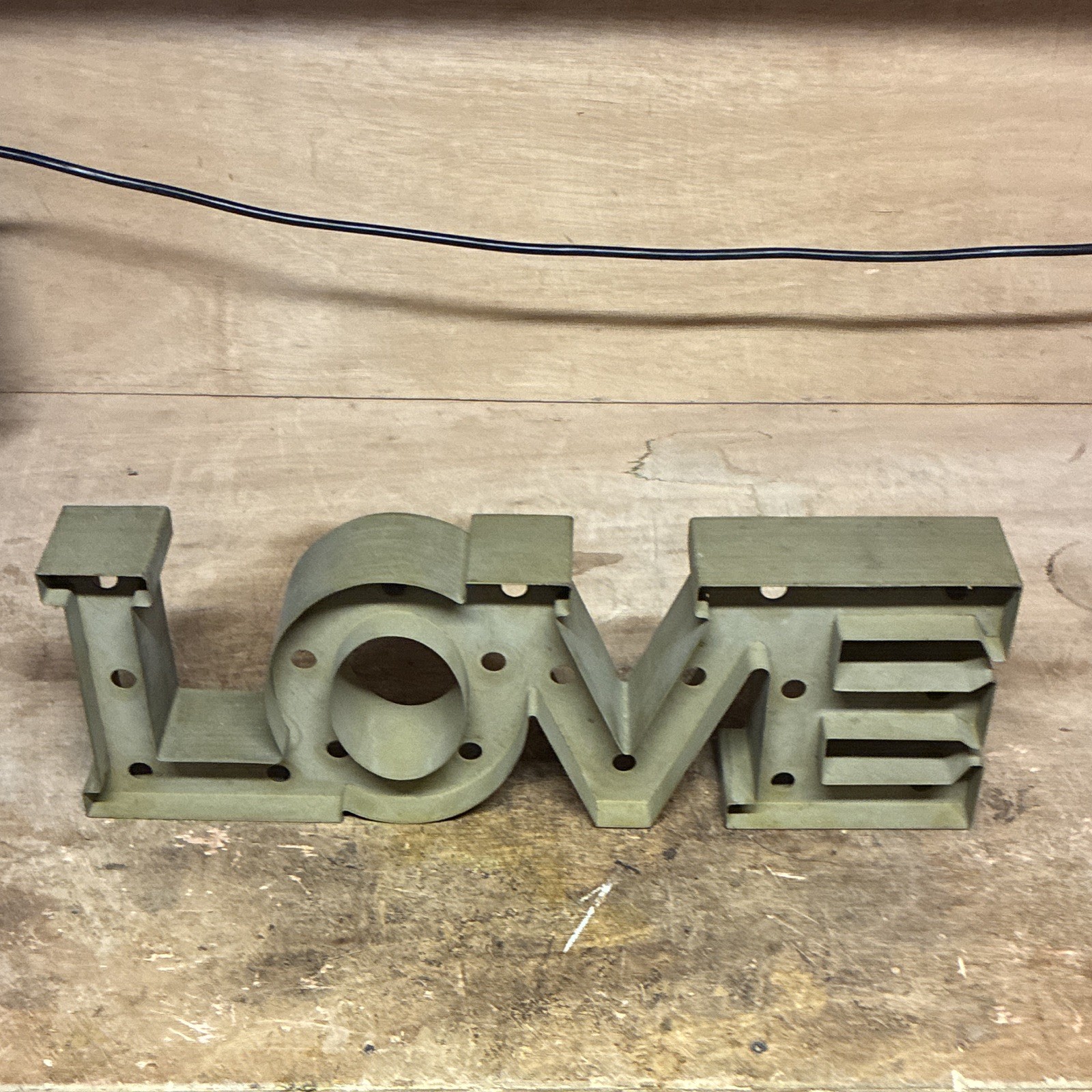 Metal LOVE Wall Sign, Wall Mounted, Industrial Horizontal 20in x 7in no lights