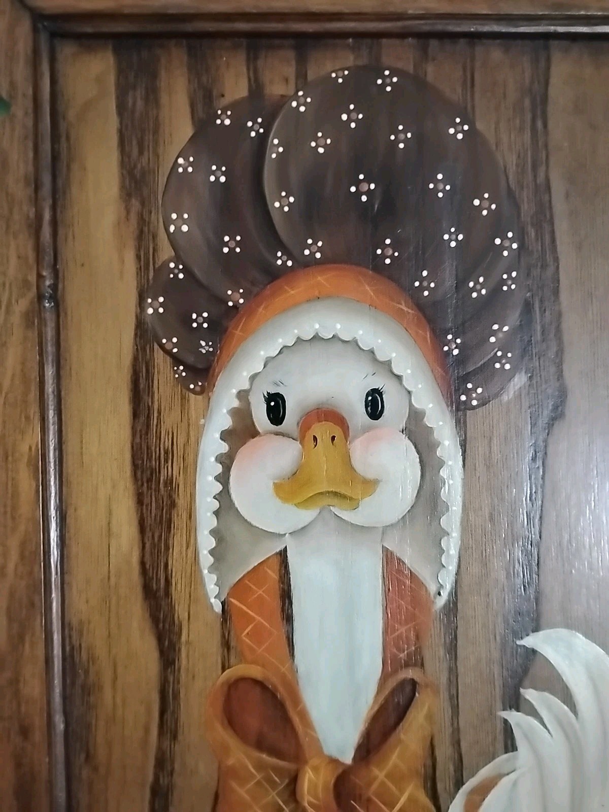 Momma Duck & Babies Wooden Art Wall Painting 21”x11.5” Hand painted Granny core