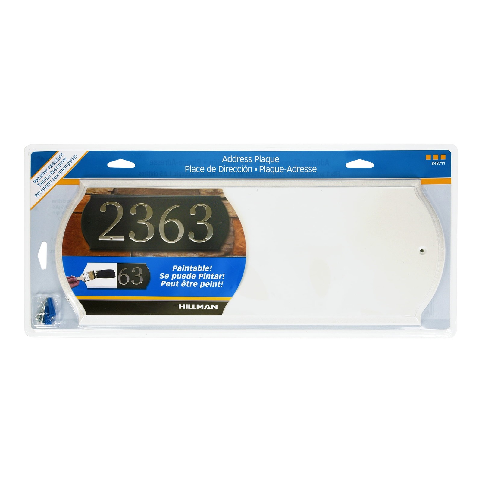 6″ x 16″ White Plaque, PVC Address Plaque with Hardware