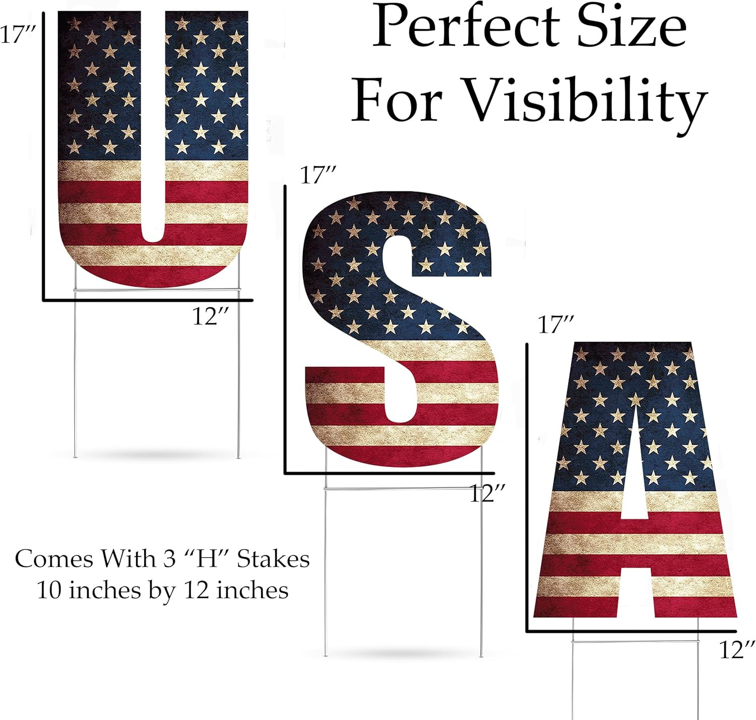 Rustic Large USA United States of America Patriotic Flag Yard Sign Home Decor La
