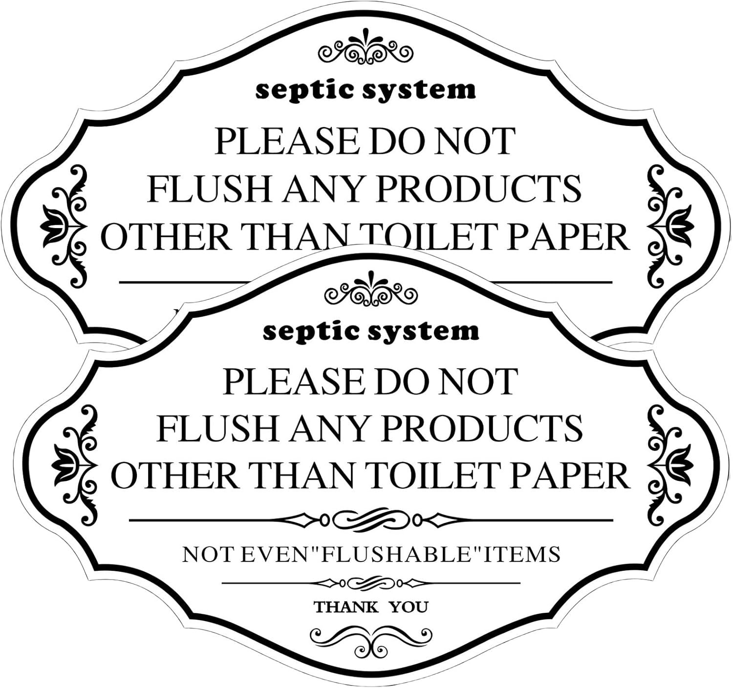 2Pcs Septic System Bathroom Sign, Do Not Flush Rules white-2pcs