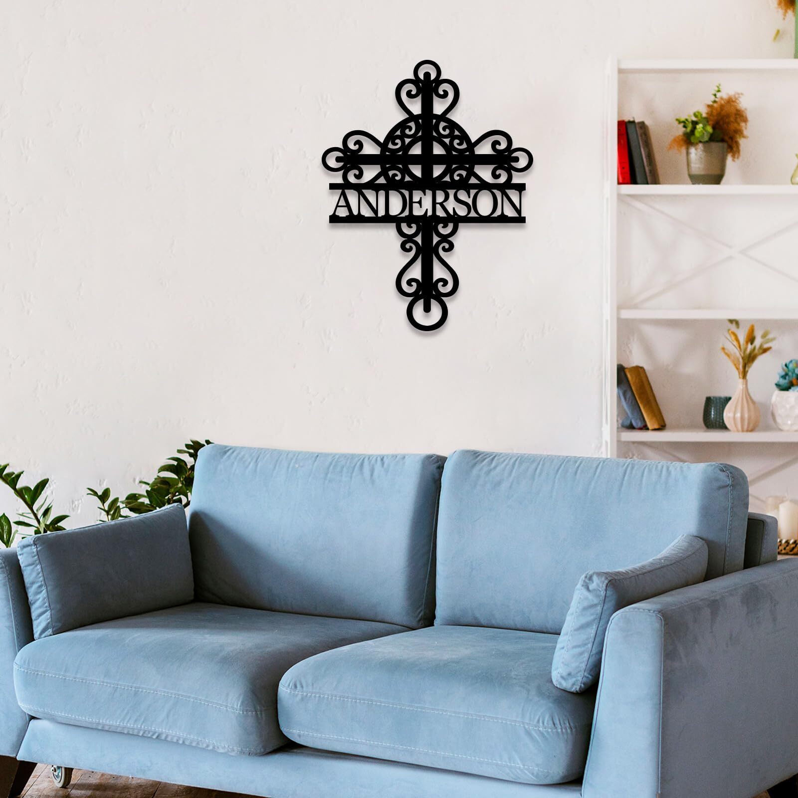 Personalized Cross Metal Sign,Last Name Sign,Personalized Metal Cross Home Decor