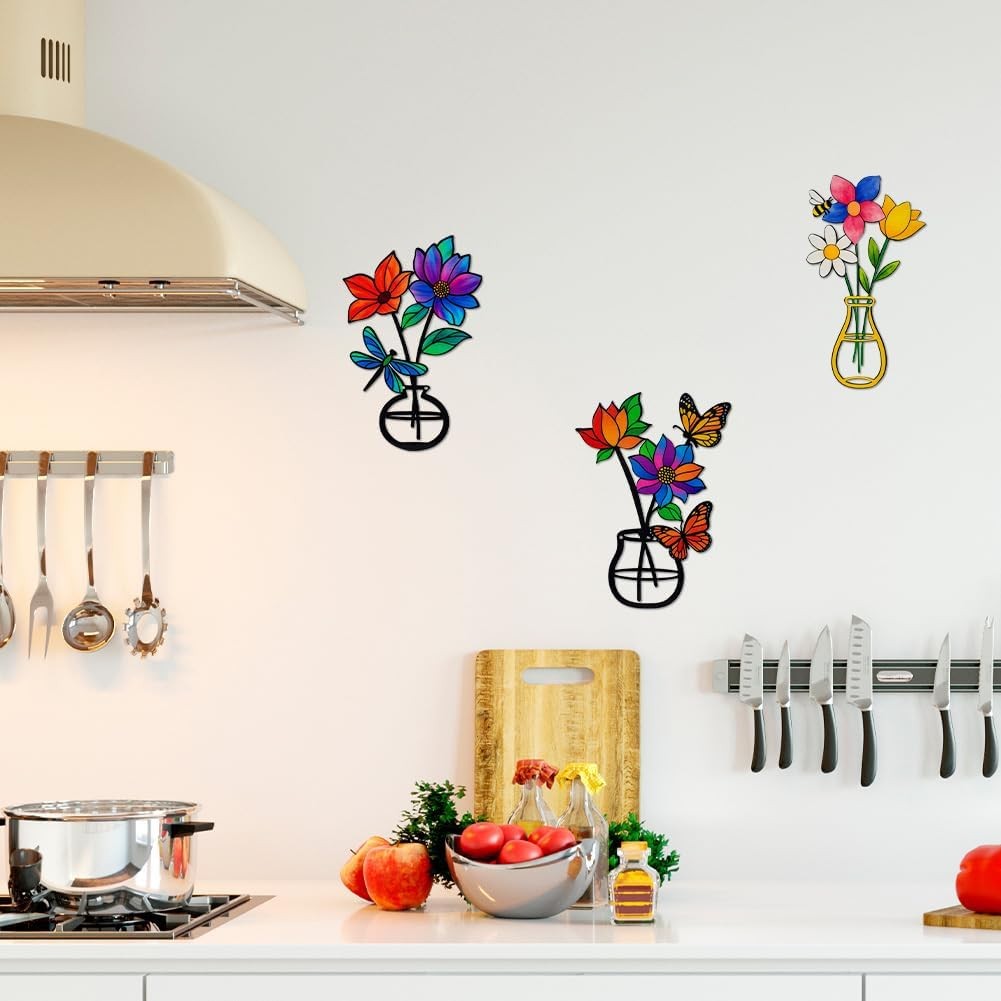 Metal Flowers Wall Art Rustic Farmhouse Decor For Bathroom Dining Living Room