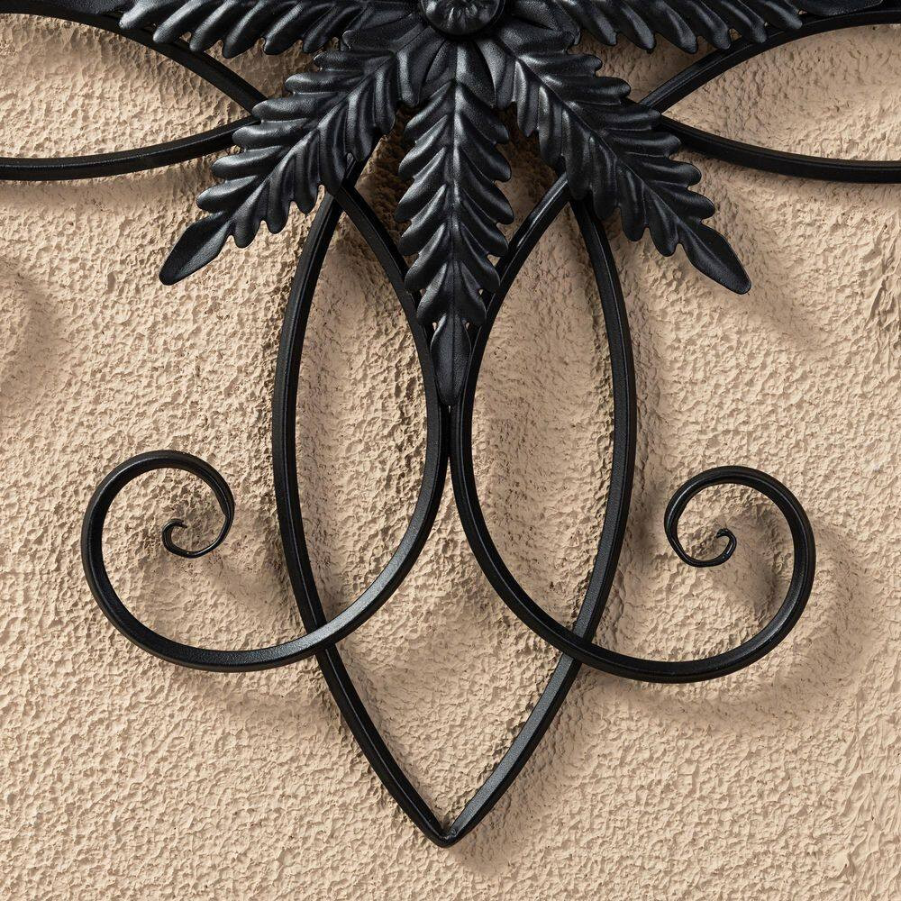 20 In. L Traditional Clematis Pattern Iron Scroll Outdoor Wall Decor