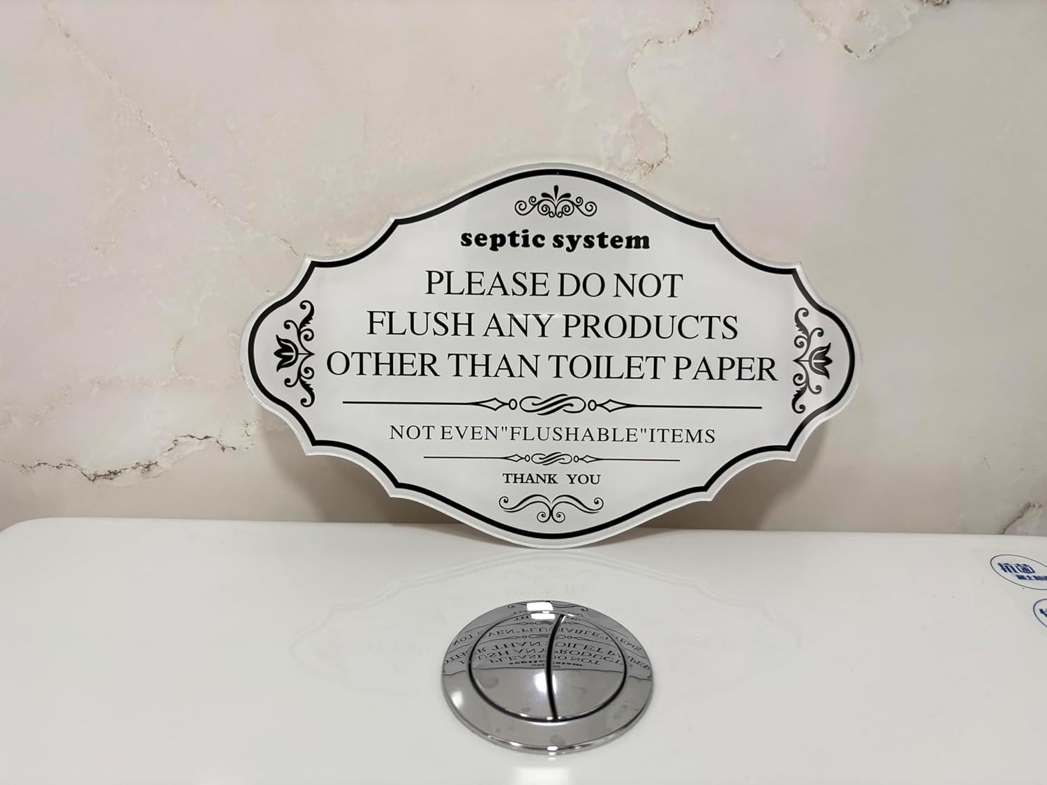 2Pcs Septic System Bathroom Sign, Do Not Flush Rules white-2pcs