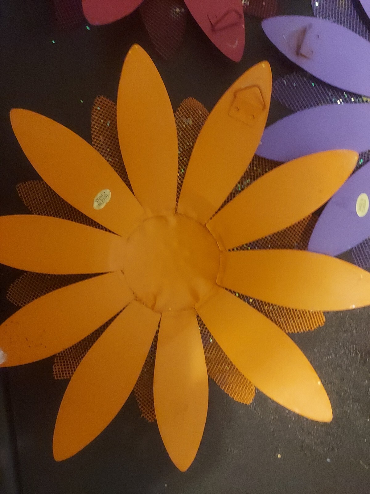 Metal Wall Art-Colorful Flowers Decor-3 Pieces-Medium Size-Red, Purple, Orange