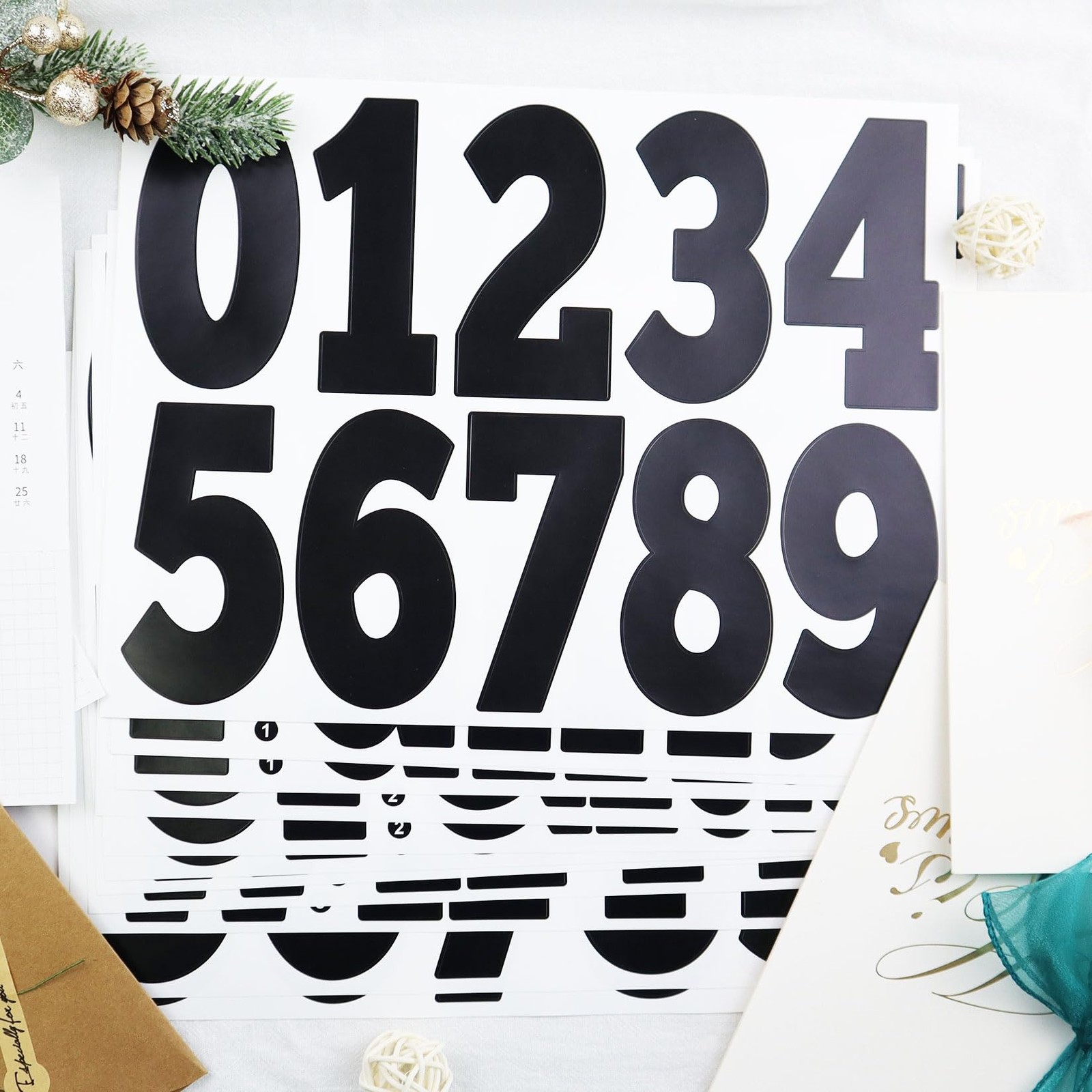 4 Inch Letter Stickers, Vinyl Self Adhesive Alphabet Number-12 Sheets Black