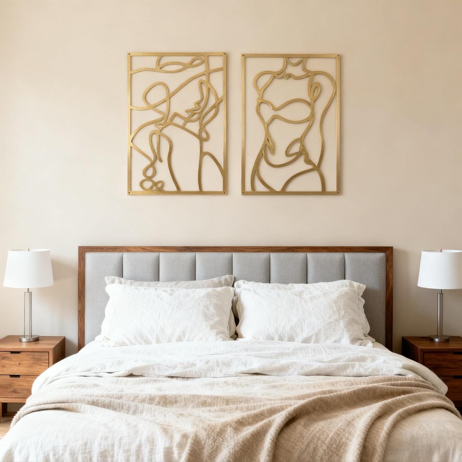 4 PCS Metal Wall Art Decor Minimalist Abstract Gold Female Body 17×11.8 Inch