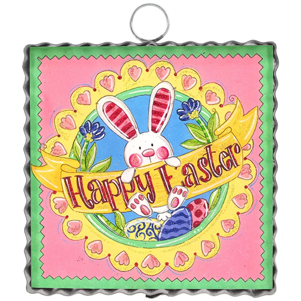 The Round Top Collection Mini Happy Easter Bunny Print 6x6x1