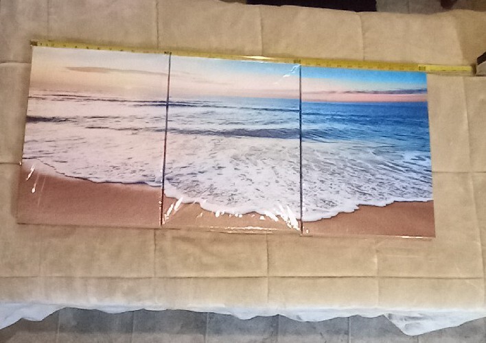 3 pcs canvas beautiful ocean beach water sand scene Pictures us seller