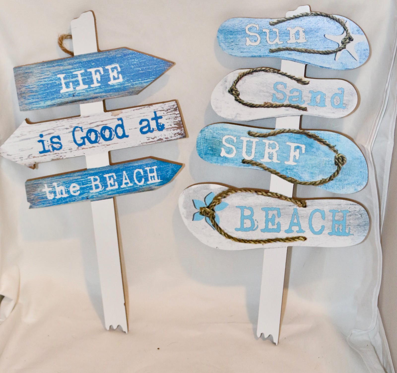 CWI Gifts Beach Signs Stake Pick Set 2 House Decor Coastal Garden Nautical