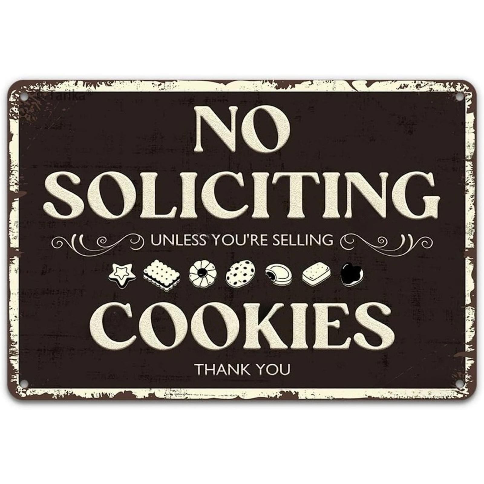 No Soliciting Sign Aluminum Sign 8×12 Size Funny Porch Hanging Decor
