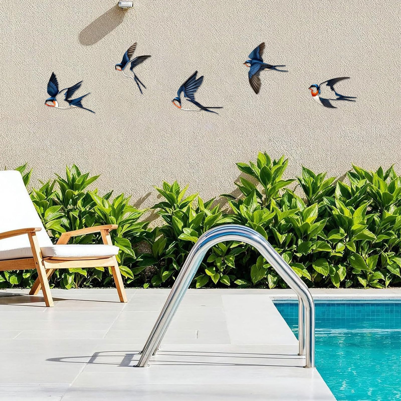 5 Pcs Metal Birds Wall Decor, Vintage colors Birds Metal Wall Art Outdoor Han…