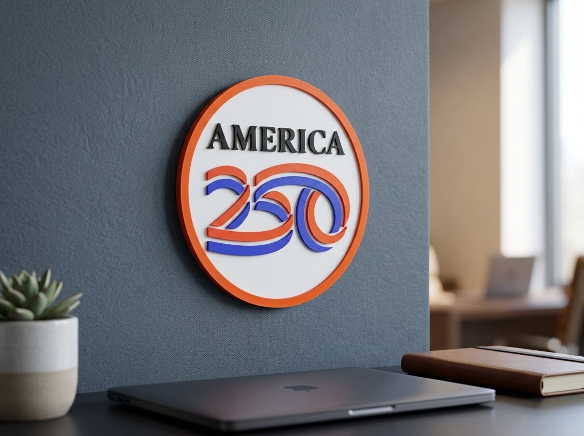 America 250 Wall Sign – Patriotic 3D USA 250 Anniversary Decor – Desk Shelf Art