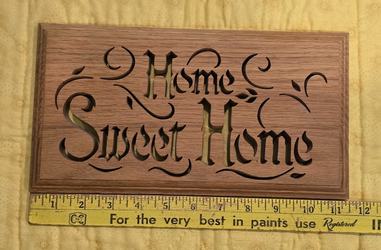 Wood Home Sweet Home Plaque Wall Decor Rectangle Hanging Medium Brown Handmade