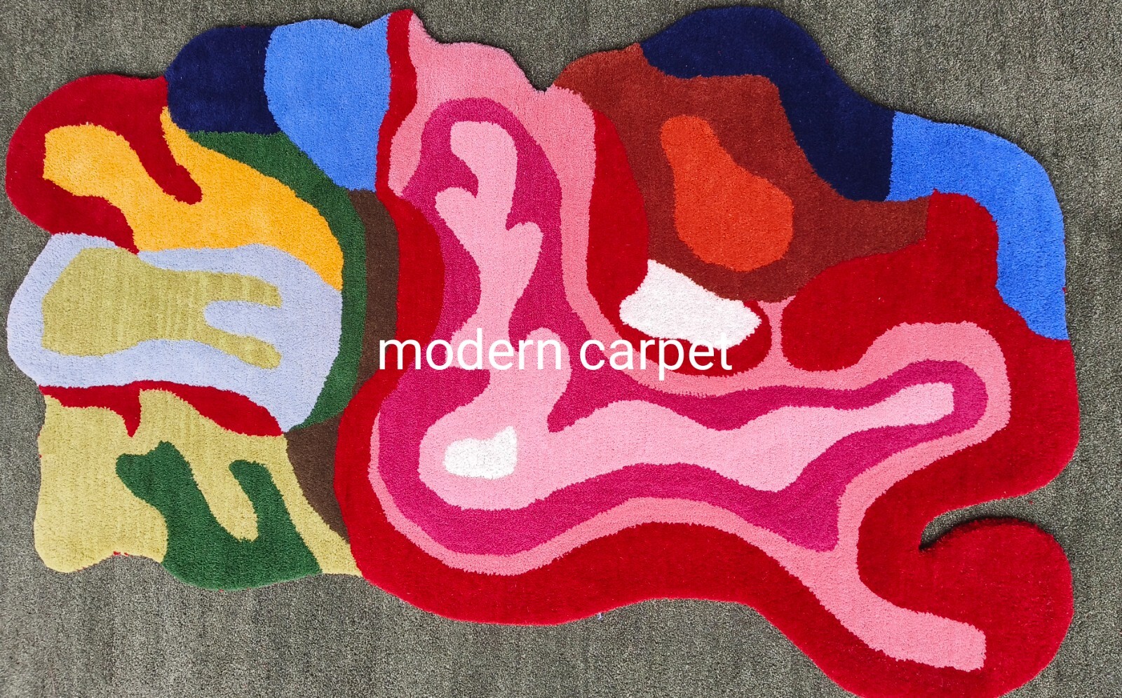 Irregular Amoeba Shaped Rug Handmade 100% Woolen Hand Tufted For Home Decoration