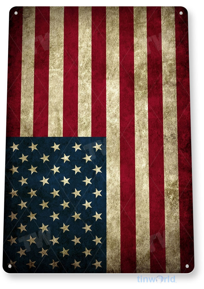 TIN SIGN American Flag Metal Décor Wall Art Store Shop Bar Cave A212