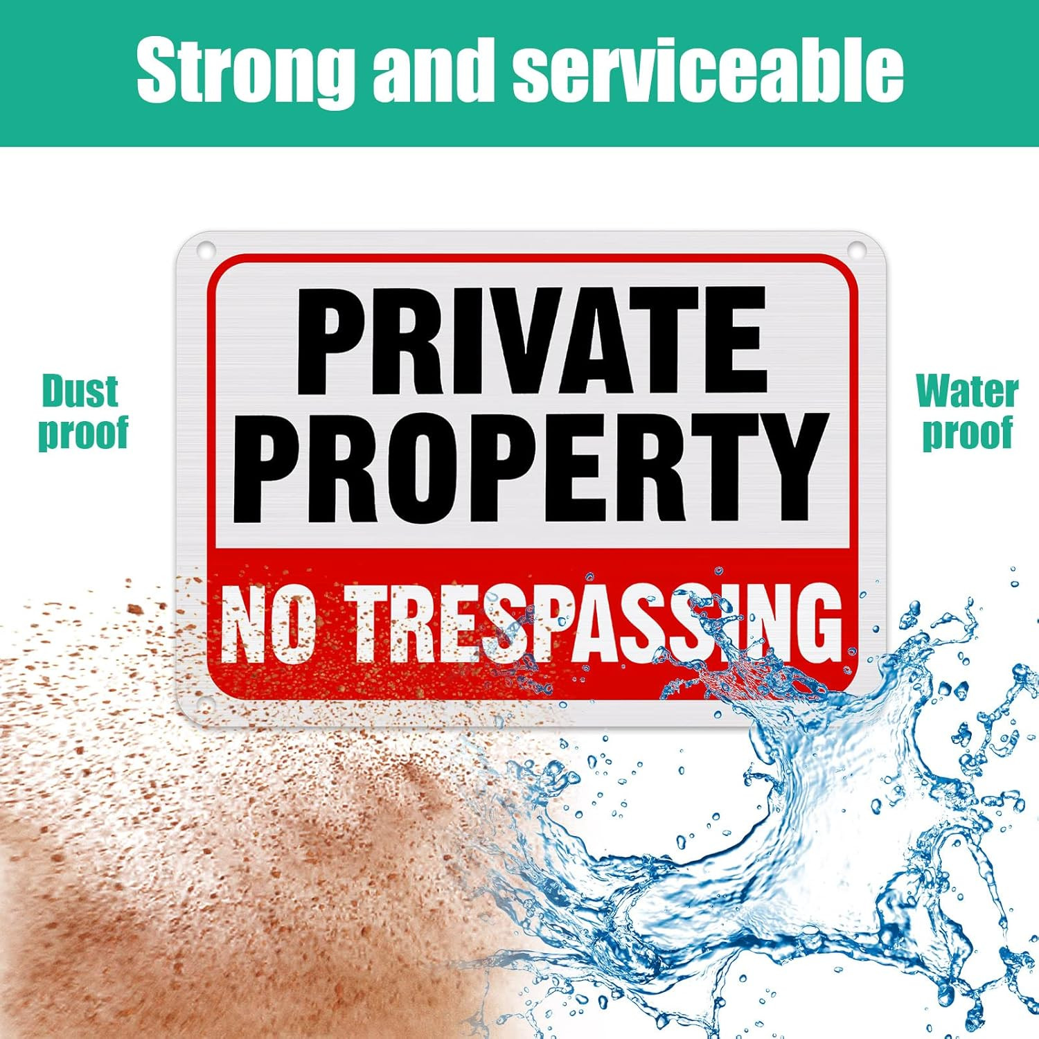 4 Pcs No Trespassing Signs Private Property Metal Reflective Aluminum No Tres…