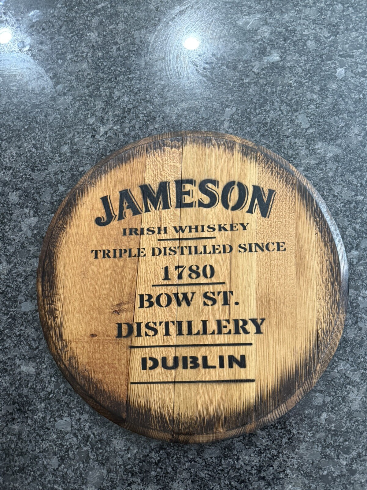(Jameson Irish Whiskey) Bar Decor Barrel Head/ Lid wood wall art 21”dia