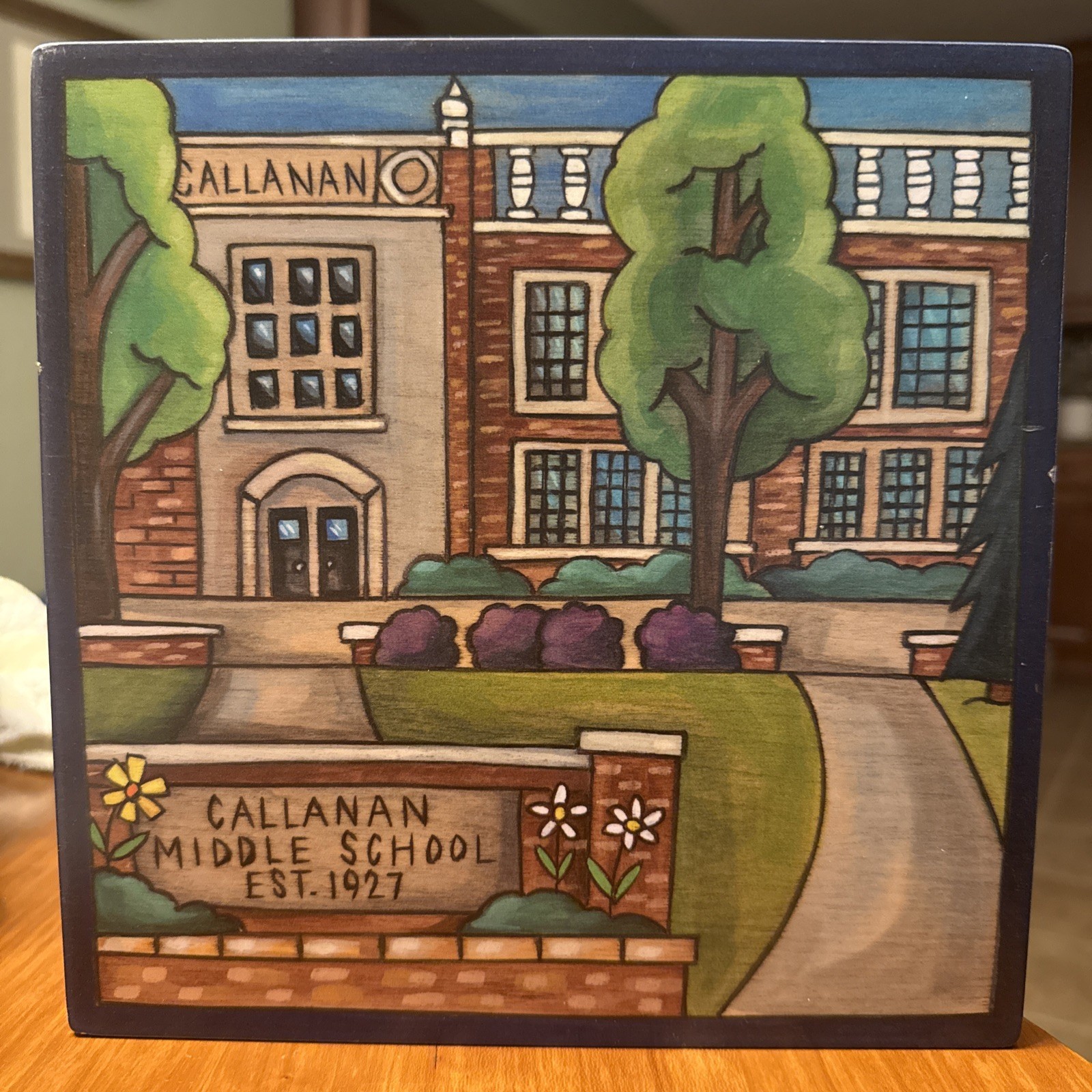 Sincerely Sticks Des Moines Callanan Public School Colorful Wall Plaque 9” x 9”