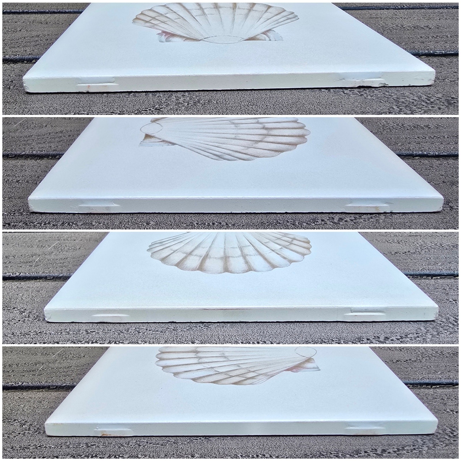 Seashell Ceramic Tile Square 6″ x 6″ Made in USA White Tan Beach Trivet Decor