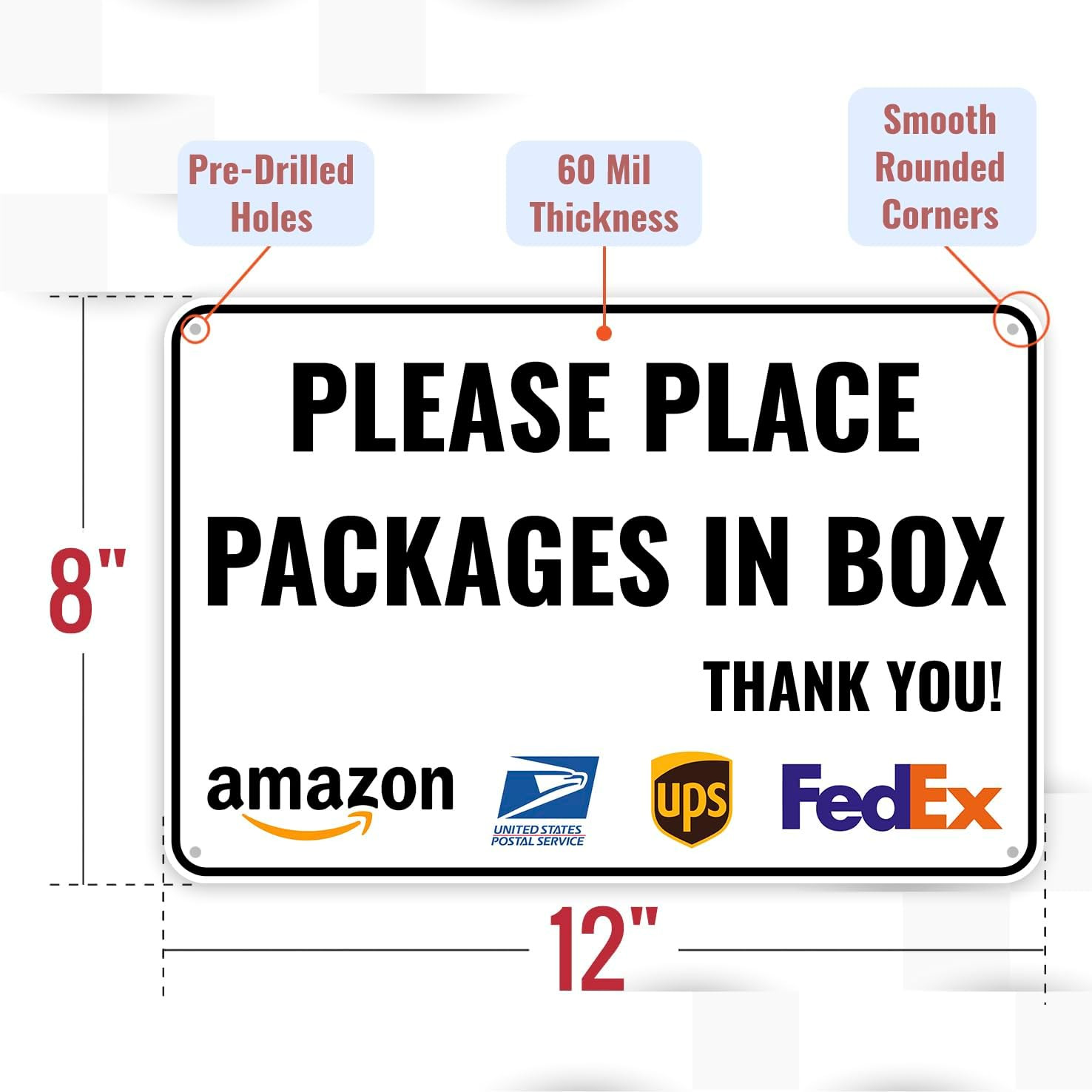 1PC Delivery Sign for Packages – Please Place Packages in Box, 12 X 8 Inches – A