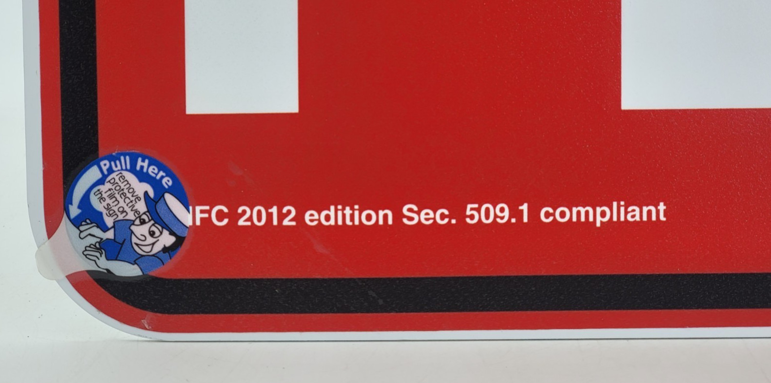 FDC Sign 12″ x 18″ Red Background White Text & Black Border