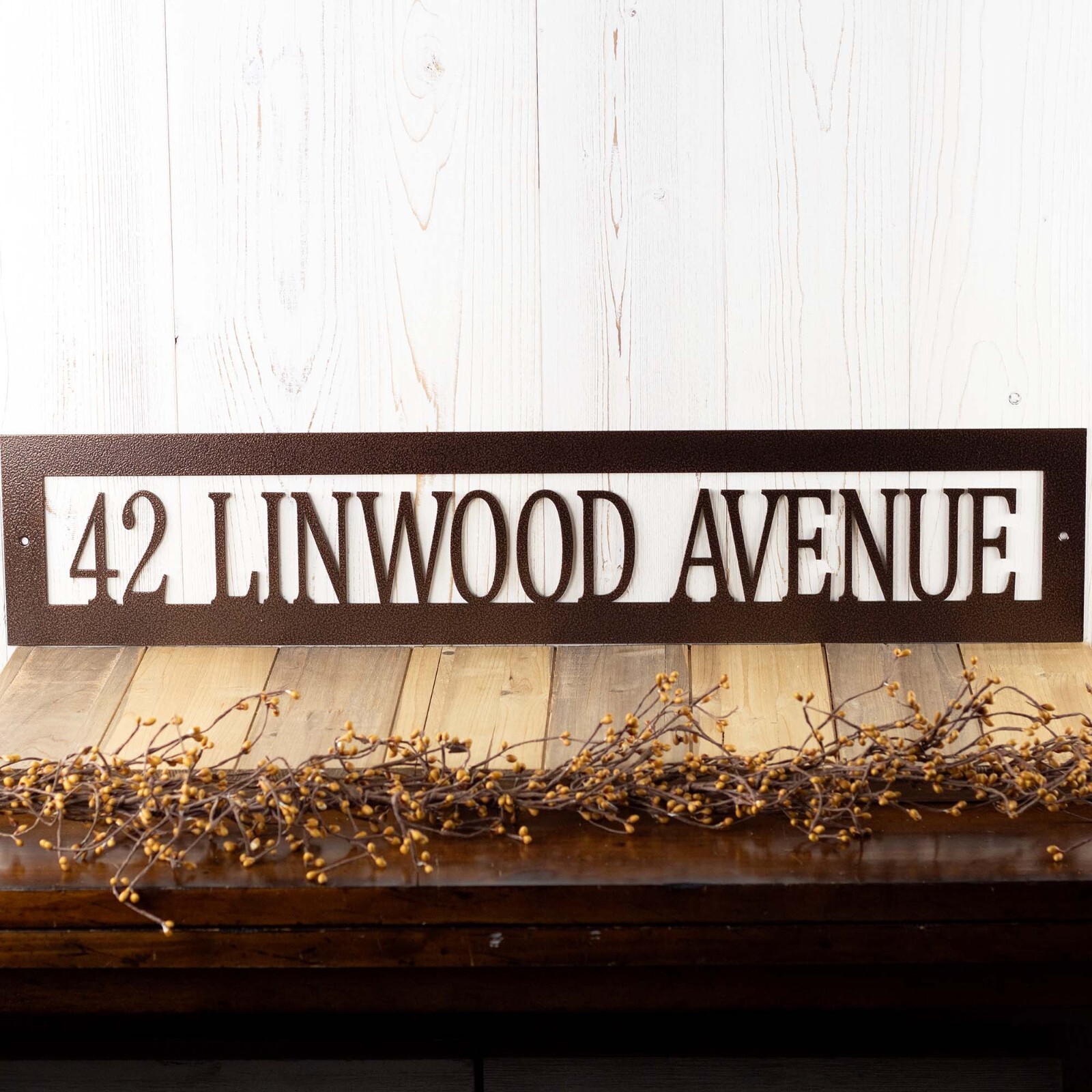 Custom Rectangular Hanging Address Metal Sign, House Number Steel Plaque