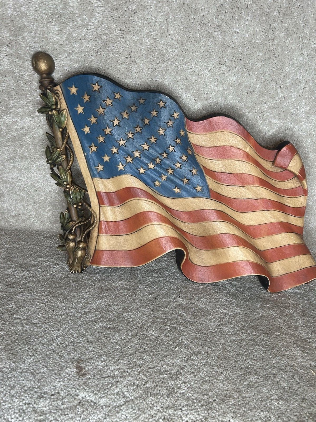 Vintage Retro Burwood Products Co 1971 American Flag Wall Hanging Americana