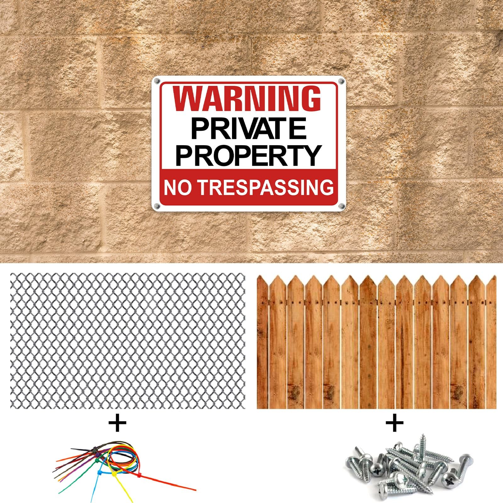 8 Pcs No Trespassing Signs Private Property 7 x 10 Inch Weatherproof Metal Al…