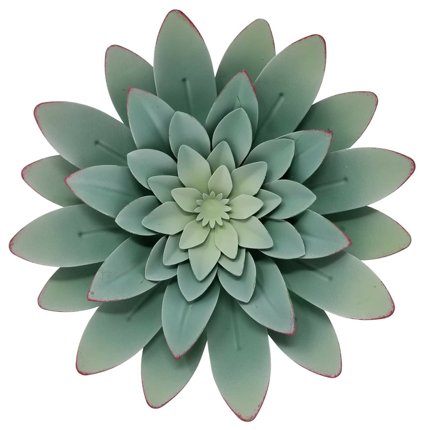 Green Succulent Metal Wall Hanging Decor 7.5 inch Desert Flower 2 Pack