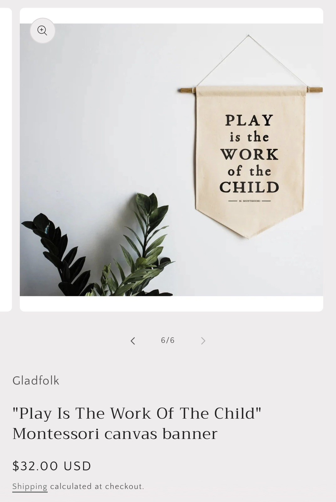 GladFolk Maria Montessori Sign Decor Play Is Work of Child Minimalist Classroom
