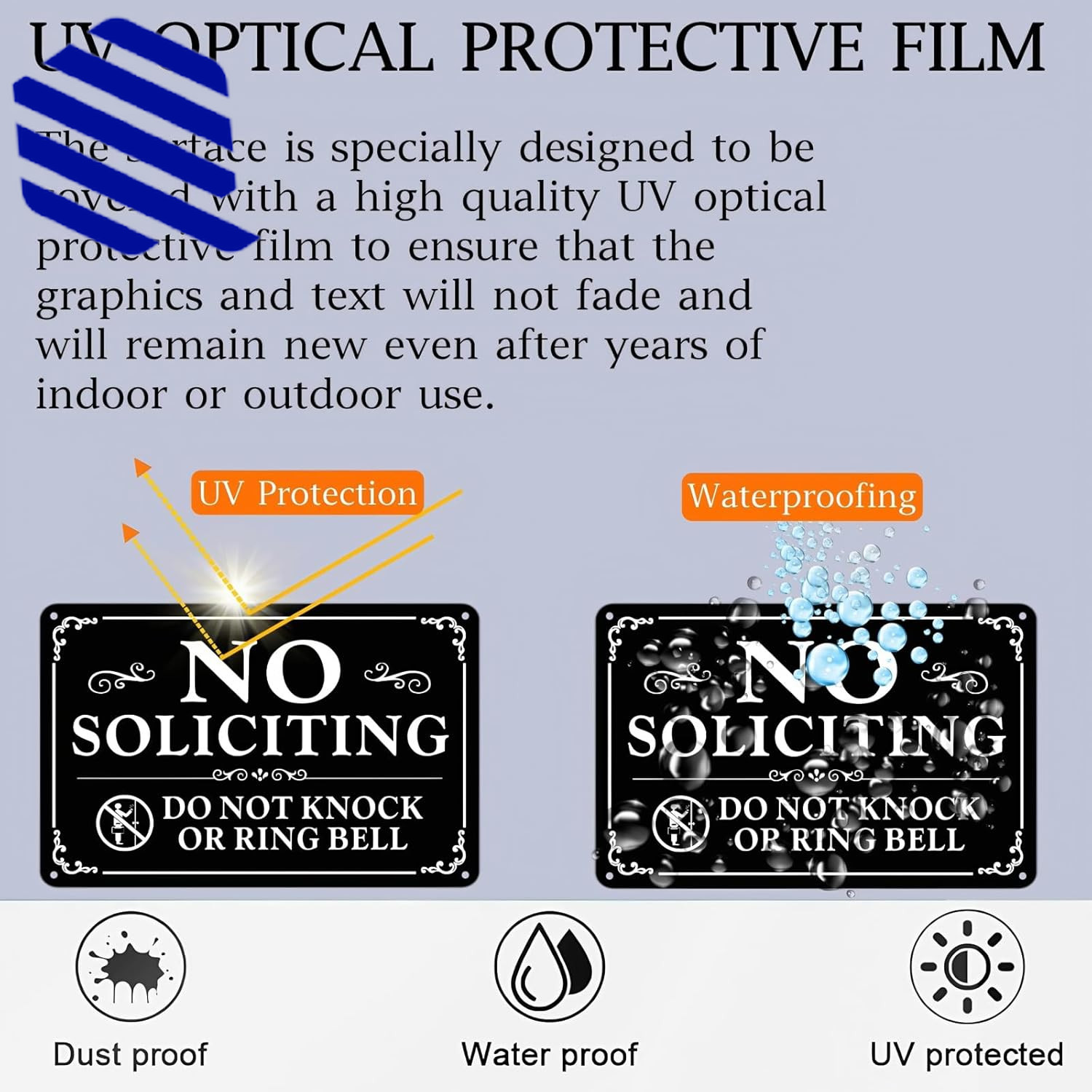 No Soliciting Sign for Front Door 9 X 6 Inches Self Adhesive No Solicitin 2 Pack