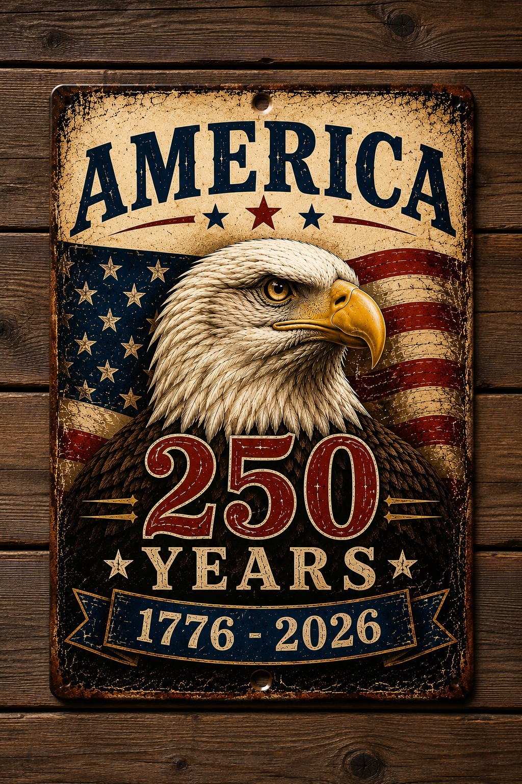 America 250 Years 1776-2026 Patriotic Eagle Metal Sign USA Freedom 8×12 Aluminum