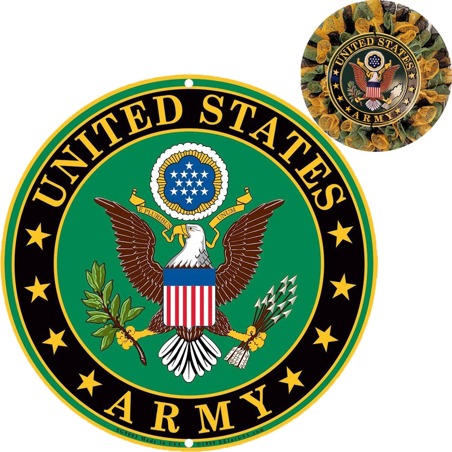 United States Army Logo Metal Sign Army Wall Decor, 12 Inch round Emblem, US Mil