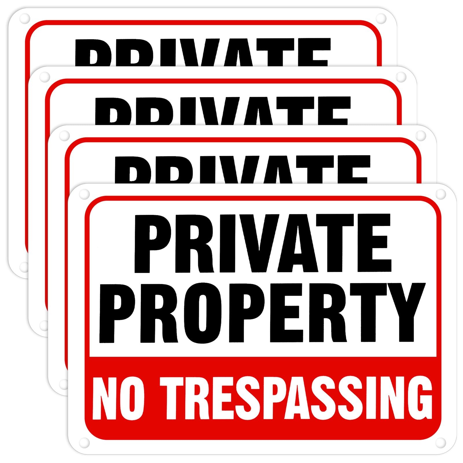 4 Pcs No Trespassing Signs Private Property Metal Reflective Aluminum No Tres…