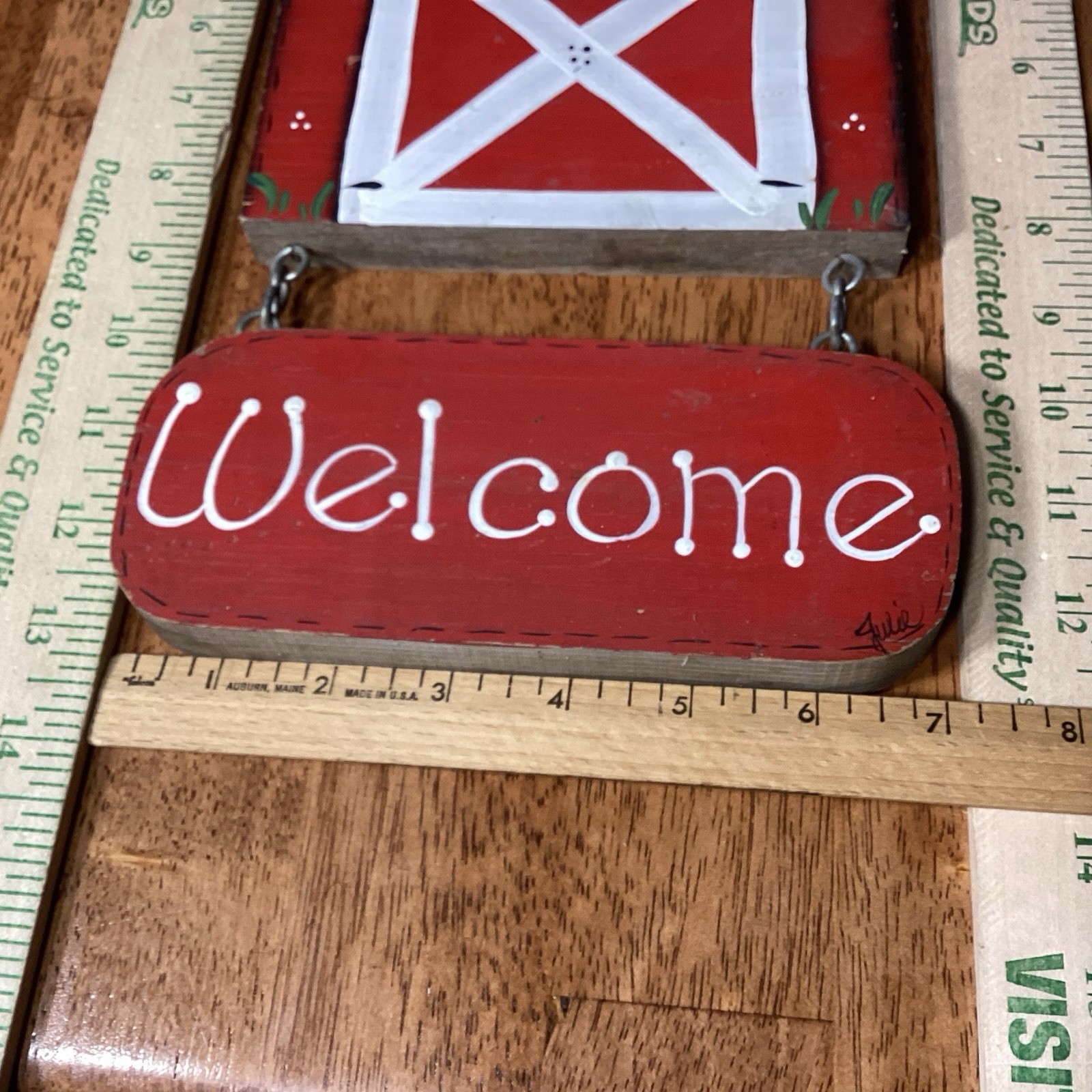 Handmade Welcome Sign Rustic Wooden Red Barn Wall Art Decor Farmhouse