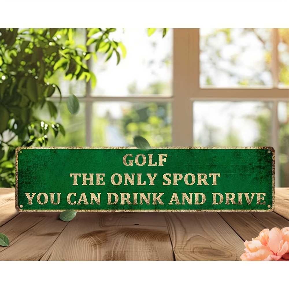 Vintage Aluminum Golf Sign 10cm x 40cm Green White Lettering