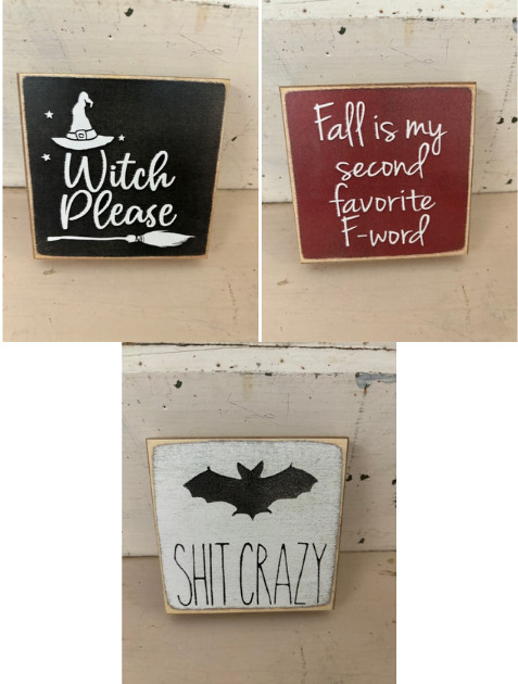 Set of 3 | 4×4 in Block Sign | Fall/Halloween Theme
